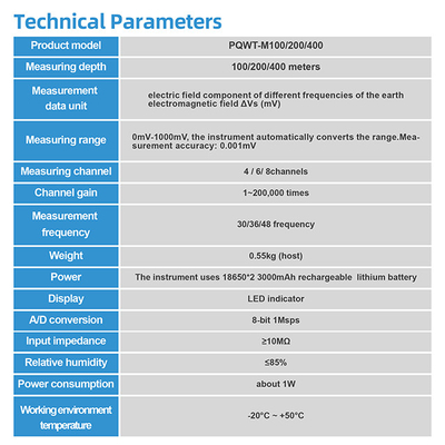 PQWT- M100 دستگاه آب شناس تلفن همراه برای عمق 100M